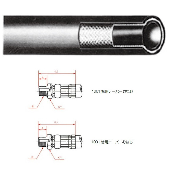 横浜ゴム（YOKOHAMA） 一般油圧ホース 10000mm 両端1001金具 L35-25 L35-25-10000 1001+1001（直送品）