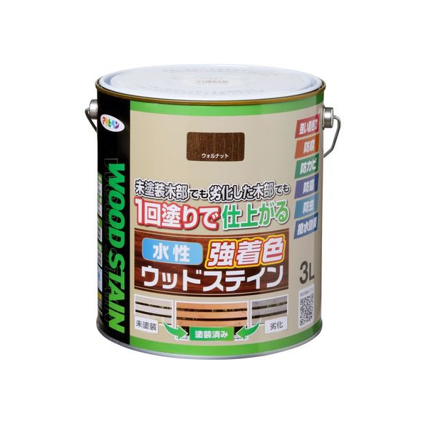 アサヒペン 水性強着色ウッドステイン 3L ウォルナット FC899PN