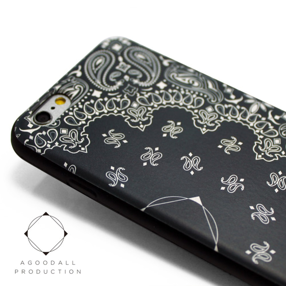 iphone6ケース / iphone6sケース（4.7寸用）レザーケースカバー（ペイズリー×ブラック）paisley