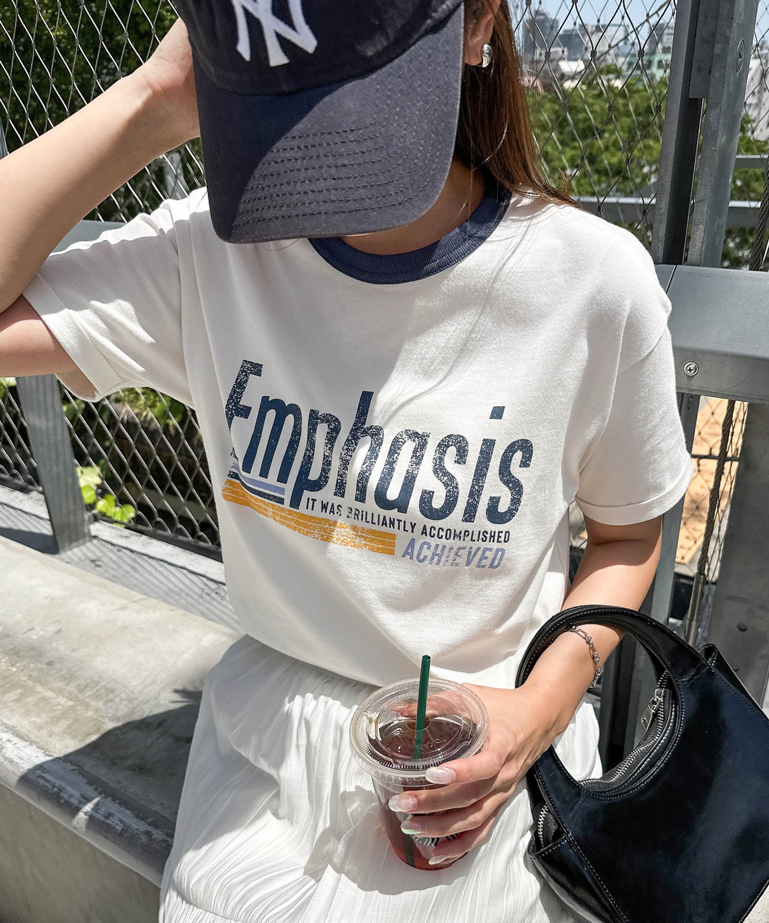 アンドミー/アソート ロゴ プリント 半袖 リンガー Tシャツ