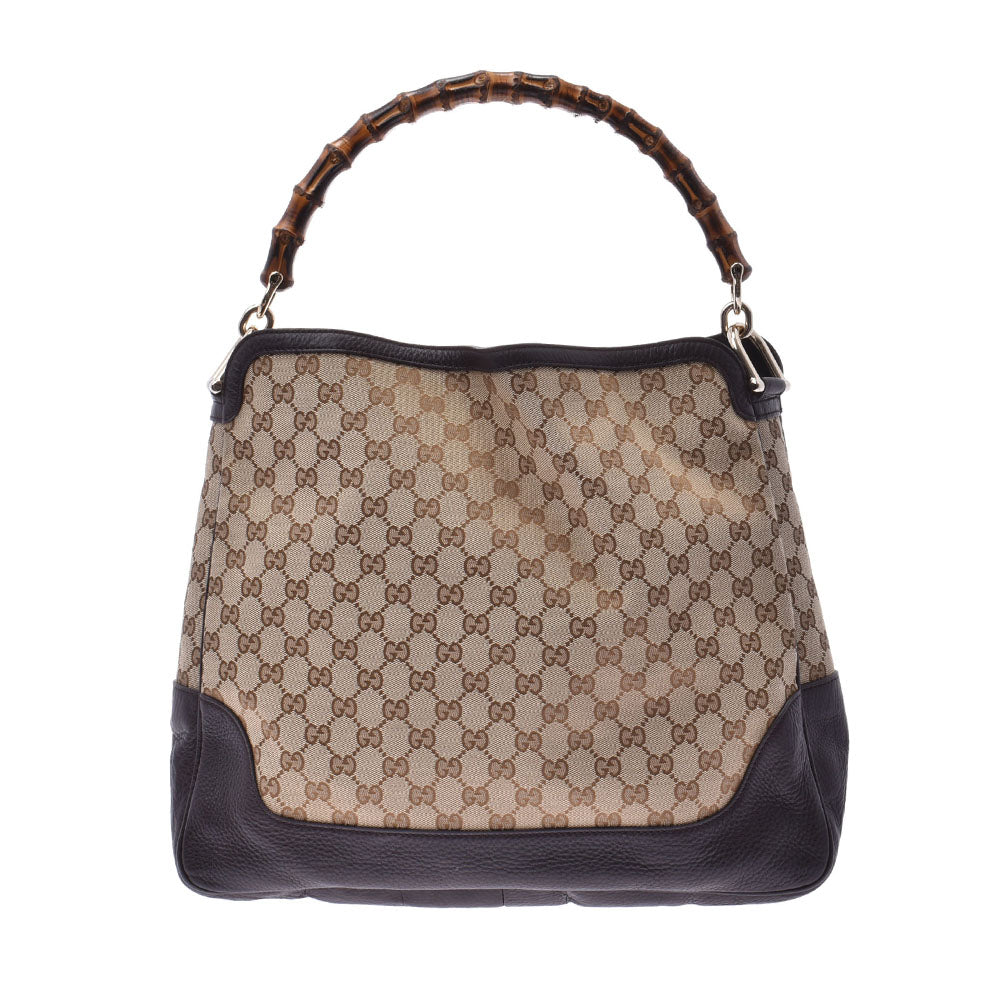 GUCCI グッチ  ベージュ ブラウン レディース バンブー GGキャンバス レザー 2WAYバッグ 282315  中古