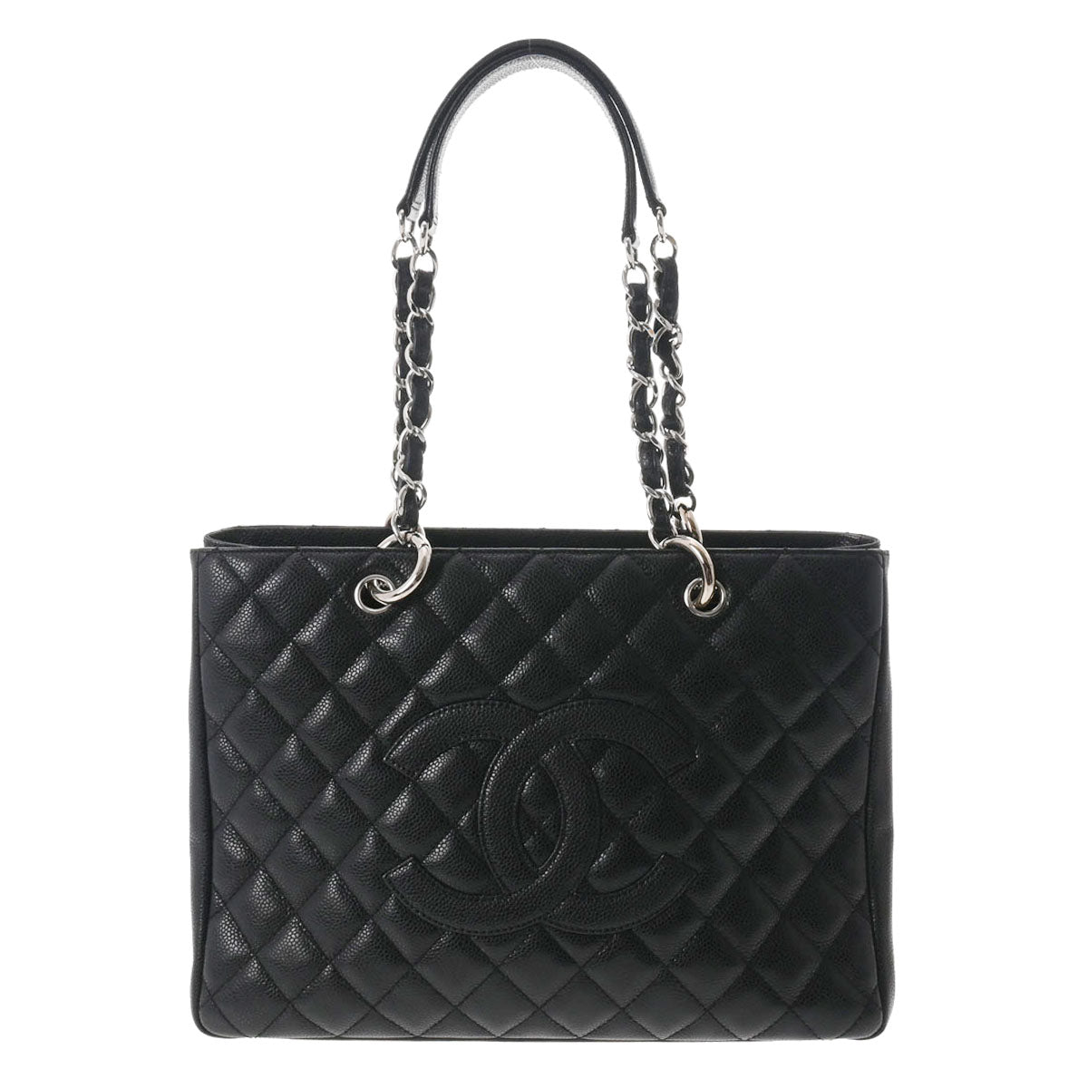 CHANEL シャネル GST グランドショッピングトート ブラック シルバー金具 レディース キャビアスキン トートバッグ ABランク 中古 