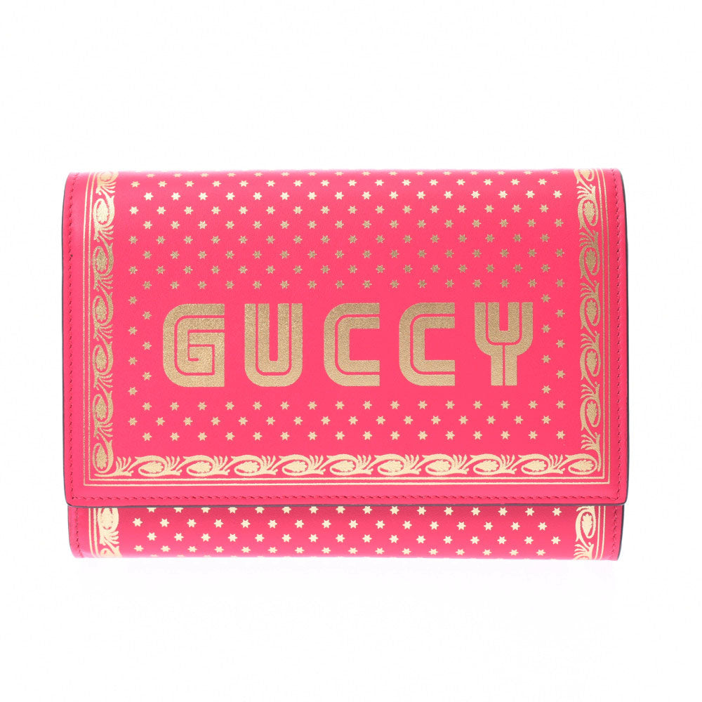 GUCCI グッチ GUCCY ショルダーバッグ ピンク/ゴールド 524967 レディース カーフ チェーンウォレット 新同 中古 