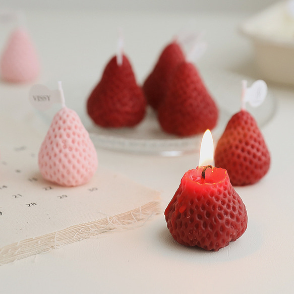 Strawberry candle 丸ごと苺キャンドル  2color