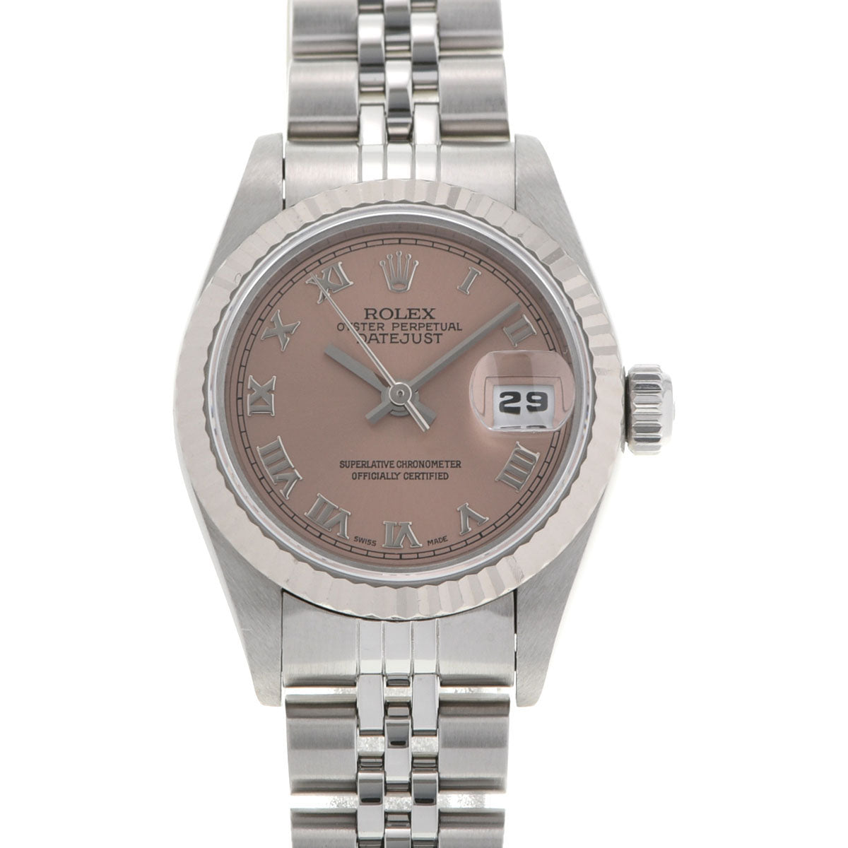 ROLEX ロレックス デイトジャスト 69174 レディース SS/WG 腕時計 自動巻き ピンク文字盤 Aランク 中古 