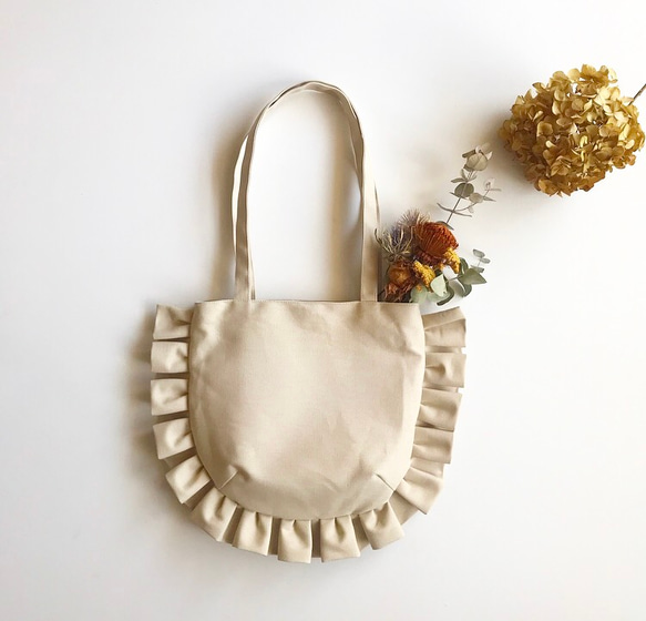 【受注生産】frill tote bag（ivory）