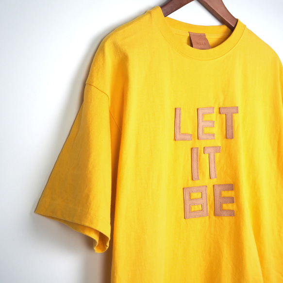 レザーパッチ「LET IT BE」の 半袖 Tシャツ（5色）牛革 ワッペン