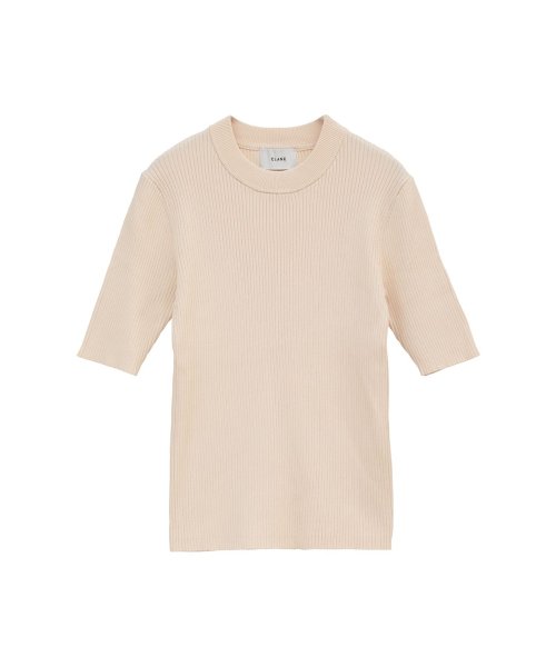 H/N HALF SLEEVE RIB KNIT TOPS