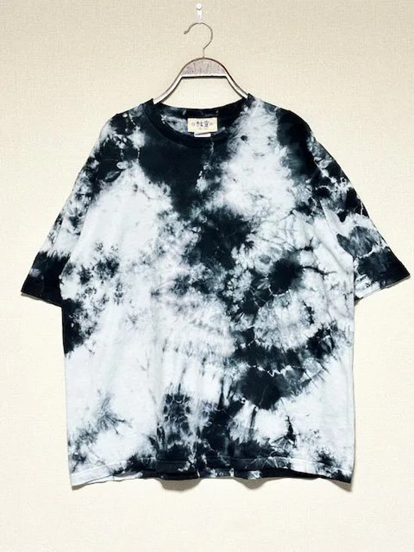 タイダイ染め　ビッグシルエット Tシャツ　Lサイズ　ブラック　ムラ染め　 Hippies Dye HD21-81