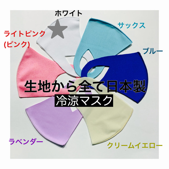 ホワイト【冷涼マスク】日本製 洗える立体マスク１枚　耳が痛くなりにくい　▶︎オプション マスクケース