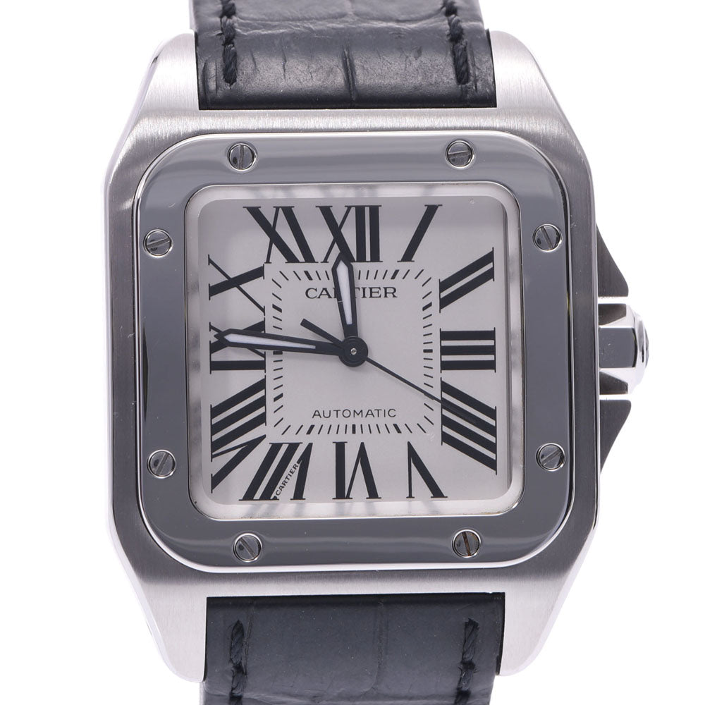 CARTIER カルティエ サントス 100MM W20106X8 メンズ SS/革 腕時計 自動巻き 白文字盤 Aランク 中古 