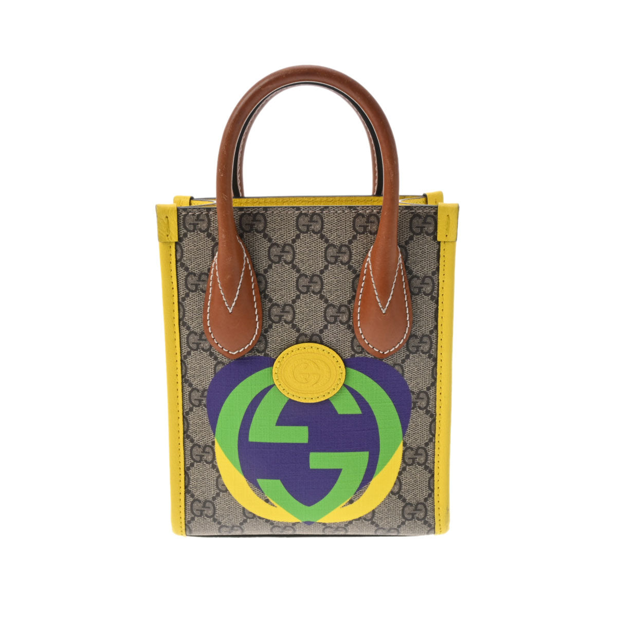 GUCCI グッチ ジャンボGG ミニトートバッグ 2WAY ベージュ/イエロー 699406 レディース GGスプリームキャンバス ハンドバッグ ABランク 中古 