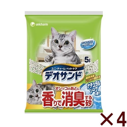 ユニ・チャーム オシッコのあとに香りで消臭する砂ナチュラルソープ ５Ｌ 【4個セット】