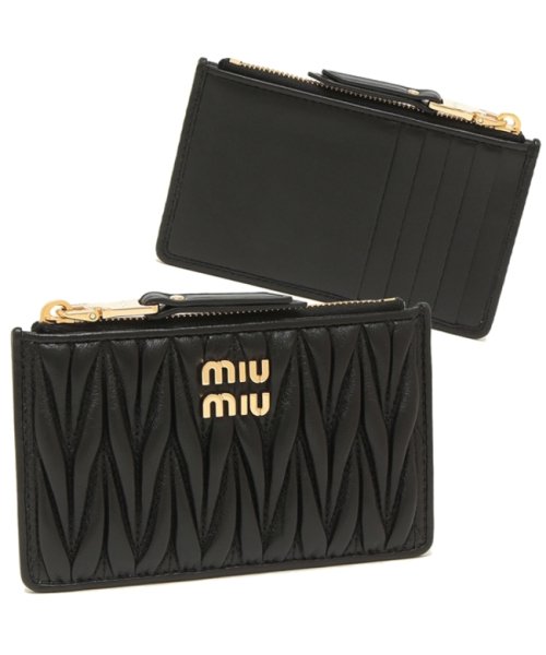 ミュウミュウ フラグメントケース カードケース マテラッセ コインケース ミニ財布 ブラック レディース MIU MIU 5MB060 2FPP F0002