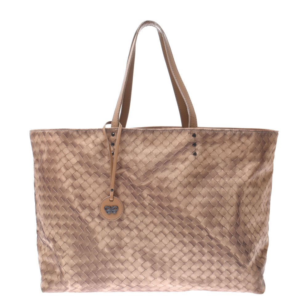 BOTTEGAVENETA ボッテガヴェネタ イントレッチオ ベージュ系 B02500301S ユニセックス ナイロン レザー トートバッグ Bランク 中古 