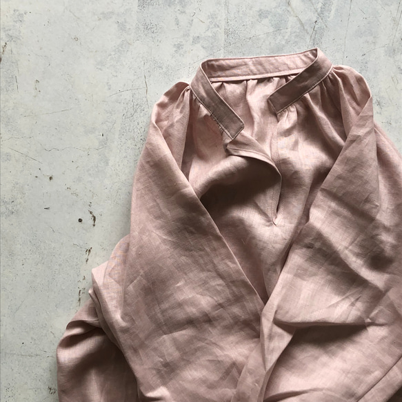 ラグランチュニック 　L/LL frech linen100% Dusty pink