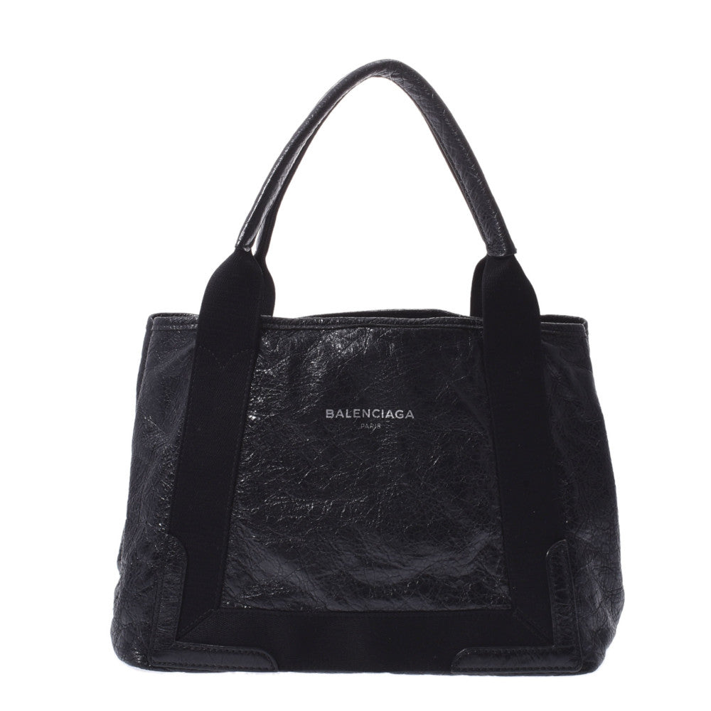 BALENCIAGA バレンシアガ ネイビーカバス S 黒 339933 レディース カーフ ハンドバッグ Bランク 中古 