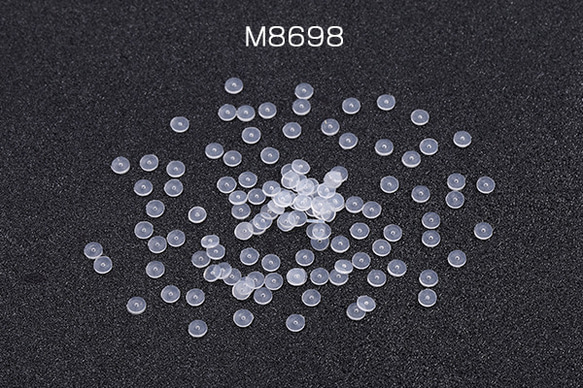 M8698  150個  ピアス用保護シリコンプレート クリア 3mm 3X（50ヶ）