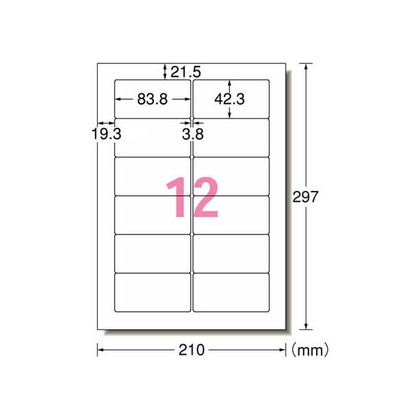 エーワン スーパーエコノミーラベル A4 12面 四辺余白付角丸 500枚 F052200-77026