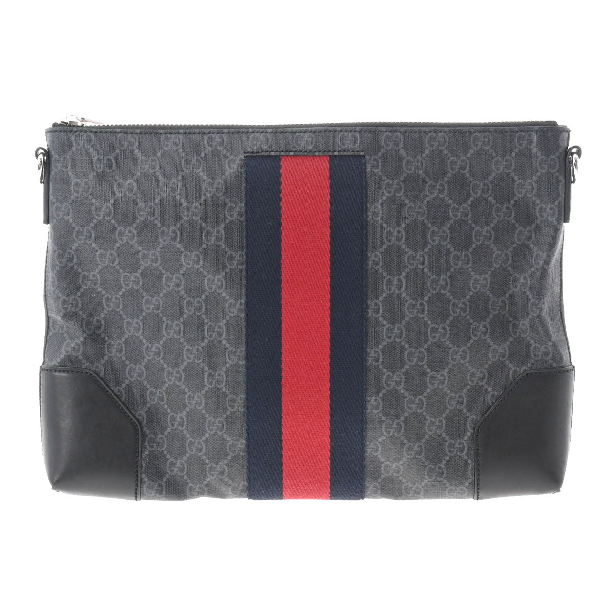 GUCCI グッチ メッセンジャーバッグ ブラック シルバー金具 474139 メンズ GGスプリームキャンバス ショルダーバッグ ABランク 中古 