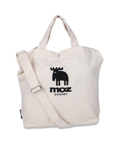 moz モズ トートバッグ ショルダー メンズ レディース キャンバス 斜めがけ B4サイズ対応 軽量 TOTE SHOULDER BAG ブラックホワイト ネ