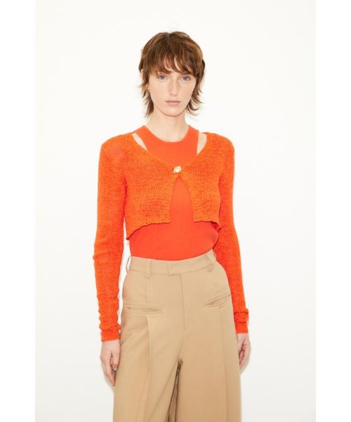 TAPE YARN CROP ARM カーディガン