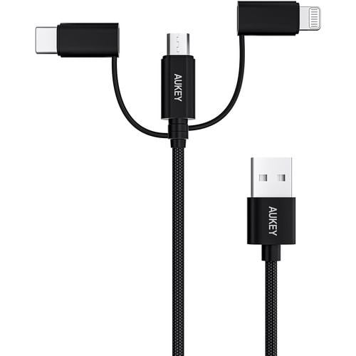 AUKEY CB-BAL9-BK ケーブル Impulse 3-in-1 [Type-A to Lightning／Type-C／micro USB] 1m ブラック CBBAL9BK