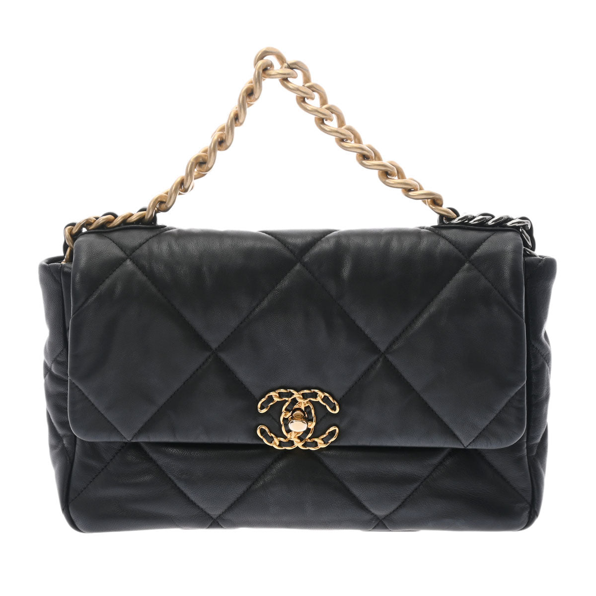 CHANEL シャネル シャネル19 2WAY チェーンショルダー ラージ 30cm 黒 ゴールド/シルバー金具 AS1161 レディース ラムスキン ハンドバッグ Aランク 中古 