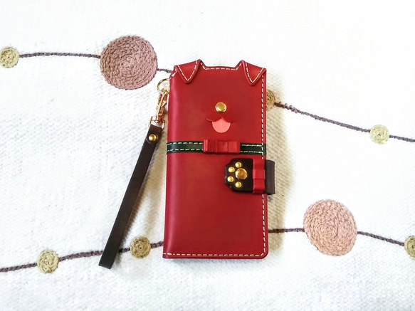 ＊leather sumyaho case＊手帳型 垂れ耳犬のレザースマホケース【雑誌#3いぬまみれ掲載作品】／全機種