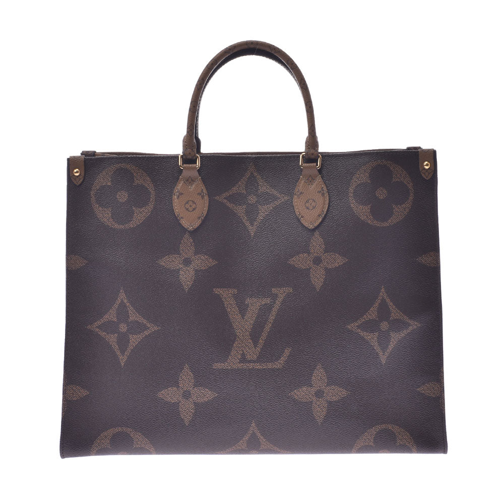 LOUIS VUITTON ルイヴィトン ジャイアントモノグラム オンザゴーGM リバース ブラウン M45320 ユニセックス モノグラムリバースキャンバス 2WAYバッグ 新同 中古 