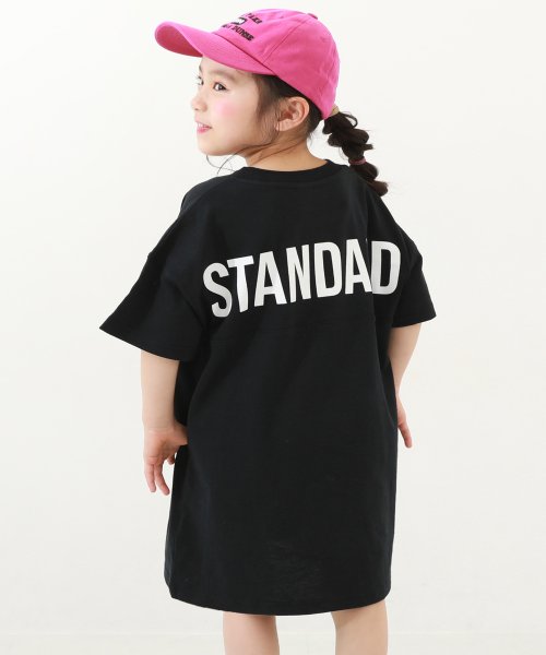 STANDARD バックロゴプリント 半袖ワンピース 子供服 キッズ 女の子 半袖ワンピース ノースリーブワンピース ワンピース