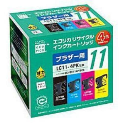 エコリカ ECI-BR114P／BOX ブラザー LC11-4PK（4色セット）対応 リサイクルインクカートリッジ