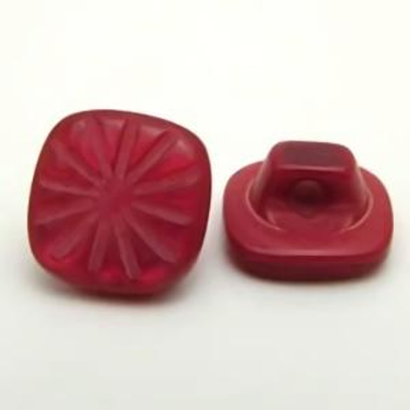 VB-056-red フランスヴィンテージボタン10mm(スクエア レッド)【1個】