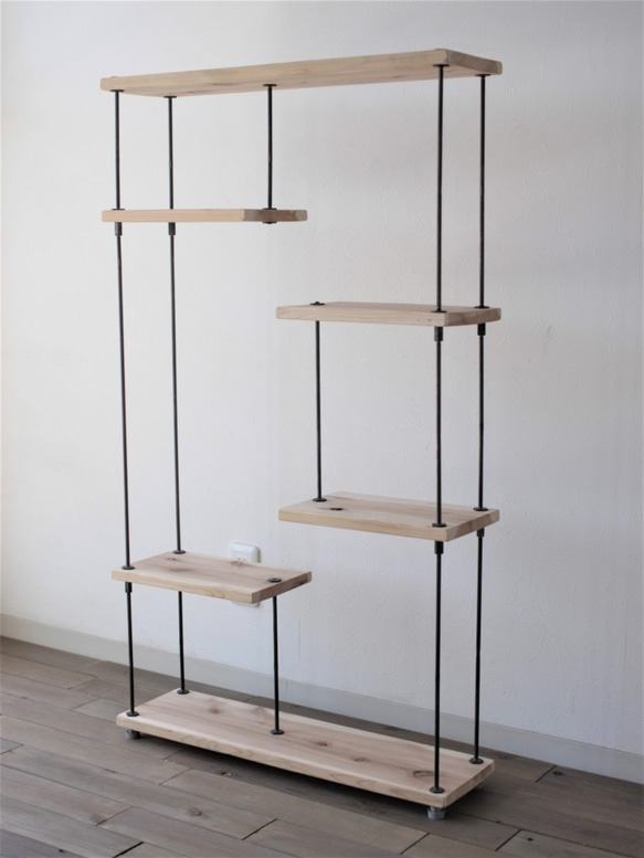 【送料無料】wood iron shelf 1150*600*225 アイアン 棚 シェルフ 鉄 木 ディスプレイ