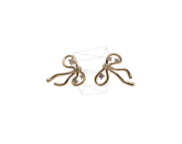 ERG-2697-G【2個入り】リボンピアス,Ribbon Earring/ 21mm X 26mm