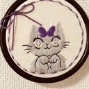 刺繍枠飾り　sweet cat パープル