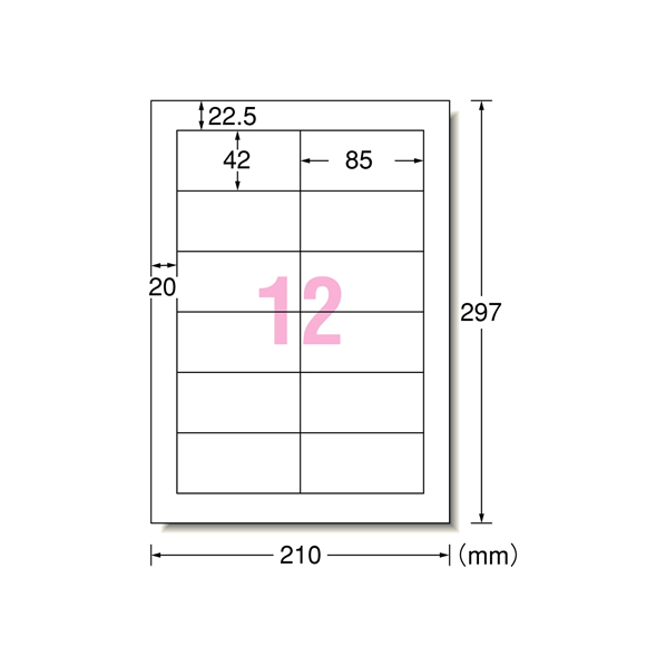 エーワン PPC(コピー)ラベルA4 12面ミリ改行宛名表示100枚 F857251-28276