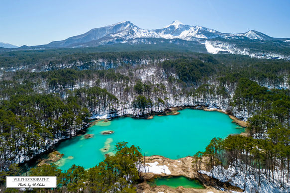 【送料無料】A4～A0版アート絶景写真「福島県 - 冬の五色沼と磐梯山」