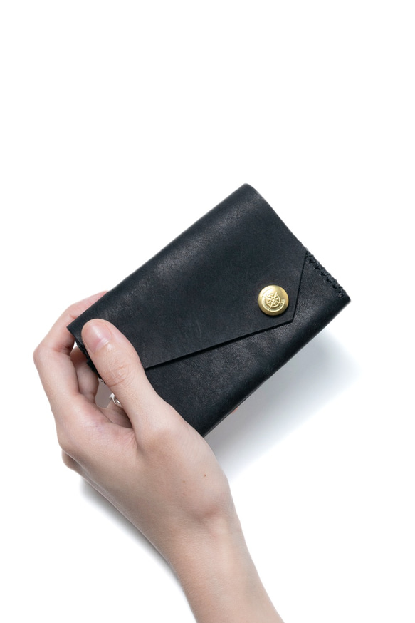 色鮮やかなプエブロレザー　三つ折り財布 [ブラック] / Mini Wallet [BLACK] 雑貨　ギフト　レザー