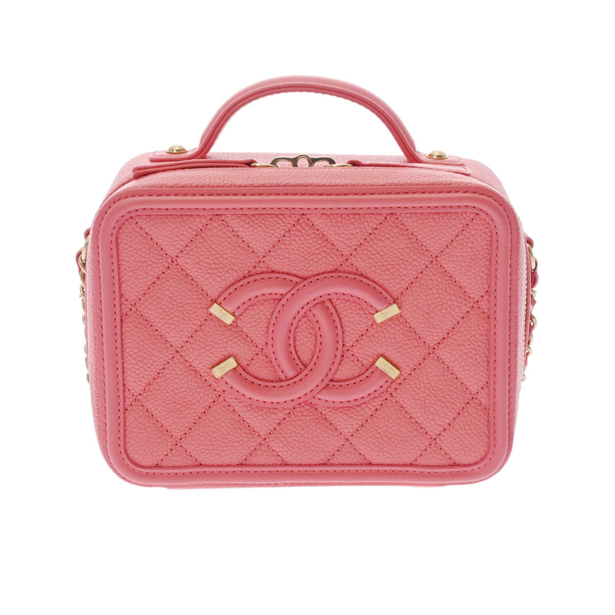 CHANEL シャネル CCフィリグリー スモールバニティ ピンク ゴールド金具 A93343 レディース キャビアスキン 2WAYバッグ Aランク 中古 