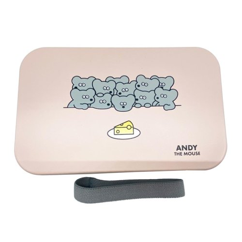 ねずみのANDY お弁当箱 １段スクエアランチボックス600 ピンク アンディ ロータスウイング プレゼント キャラクター グッズ