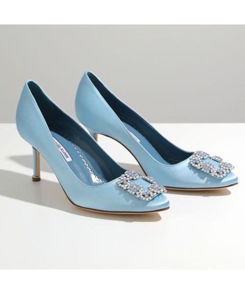 MANOLO BLAHNIK パンプス HANGISI OPAL SATIN 070