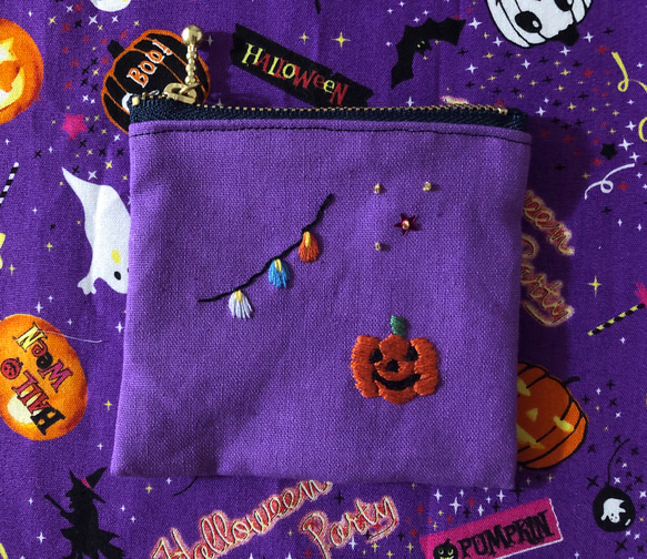 刺繍のファスナーポーチ☆ハロウィン