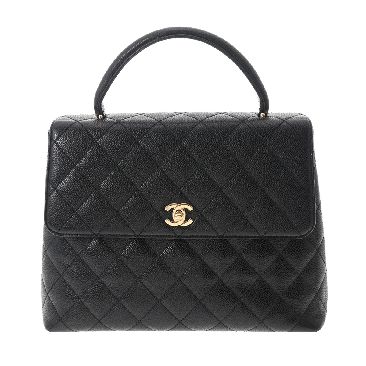 CHANEL シャネル ケリー型 ブラック ゴールド金具 レディース キャビアスキン ハンドバッグ ABランク 中古 