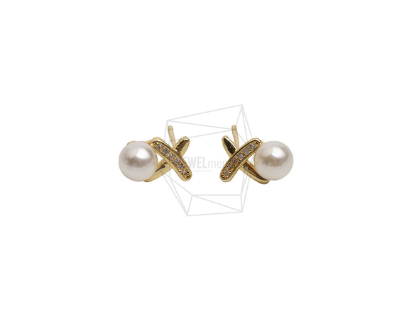 ERG-2667-G【2個入り】キュービック Xバーピアス/Cubic X bar Post Earrings