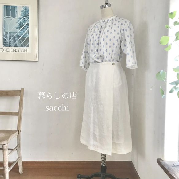 あおいスカート　リネンツイル　オフホワイト　＊暮らしの店sacchi＊