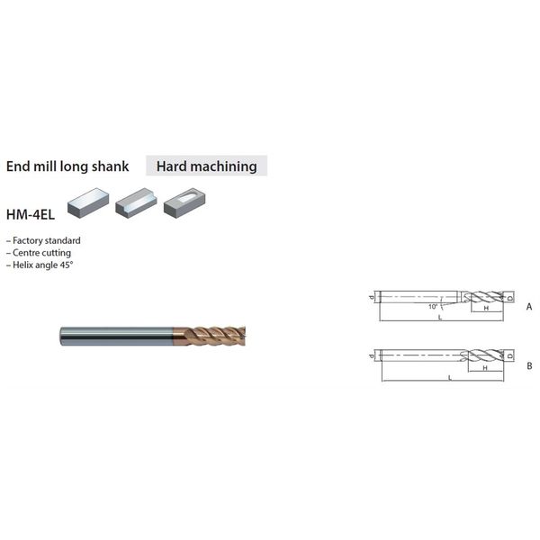 株洲工具 超硬 スクエアエンドミル 4枚刃 ロング HMー4ELーD14.0 HM-4EL-D14.0 1本（直送品）