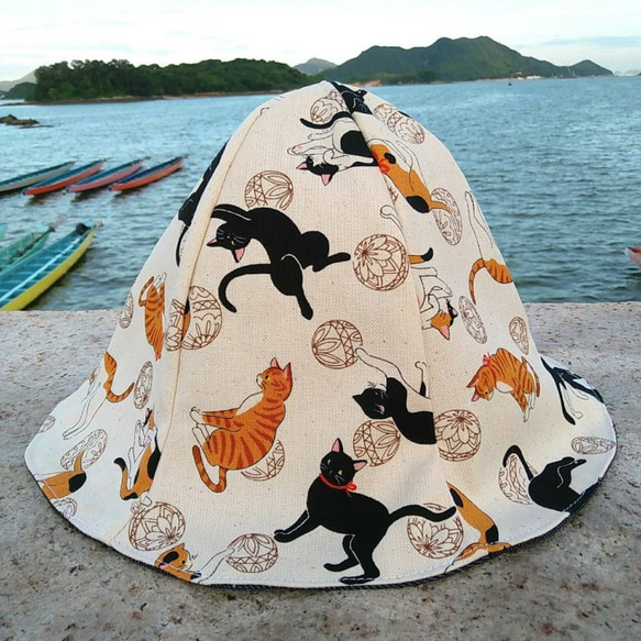 Handmade hat double-faced (Cat Pattern)