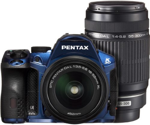 PENTAX デジタル一眼レフカメラ K-30 ダブルズームキット [DAL18-55mm・DAL55-300mm] クリスタルブルー K-30WZK C-BL【中古品】