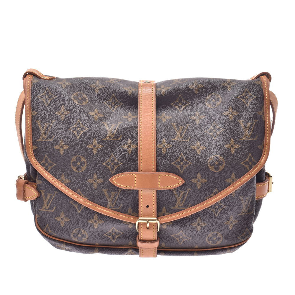 LOUIS VUITTON ルイヴィトン モノグラム ソミュール30 ブラウン M42256 ユニセックス モノグラムキャンバス レザー ショルダーバッグ Bランク 中古 